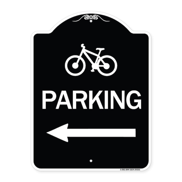 Signmission Bicycle Symbol Parking Left Arrow Heavy-Gauge Aluminum Architectural Sign, 24" x 18", BW-1824-24316 A-DES-BW-1824-24316 - main